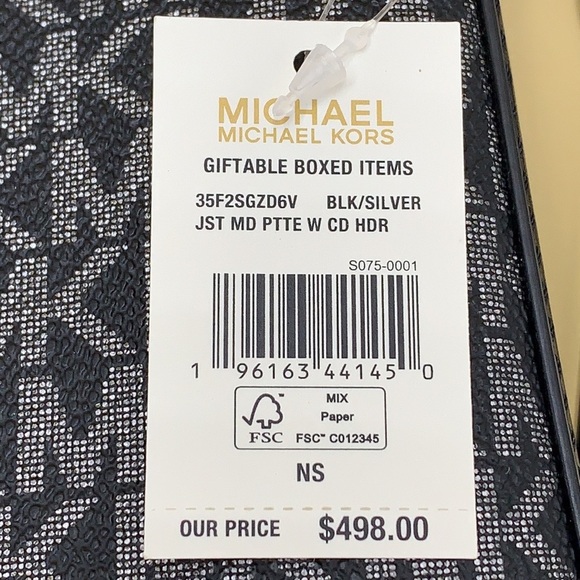 MICHAEL KORS GIFTABLE SHOULDER BAG & CARD HOLDER BOXED SET BLACK SIGNAT GLITTER - Picture 16 of 16